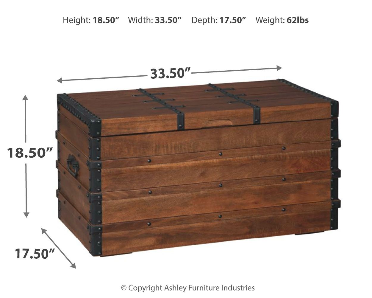 Ashley Furniture Kettleby - Storage Trunk - Brown - Image 4