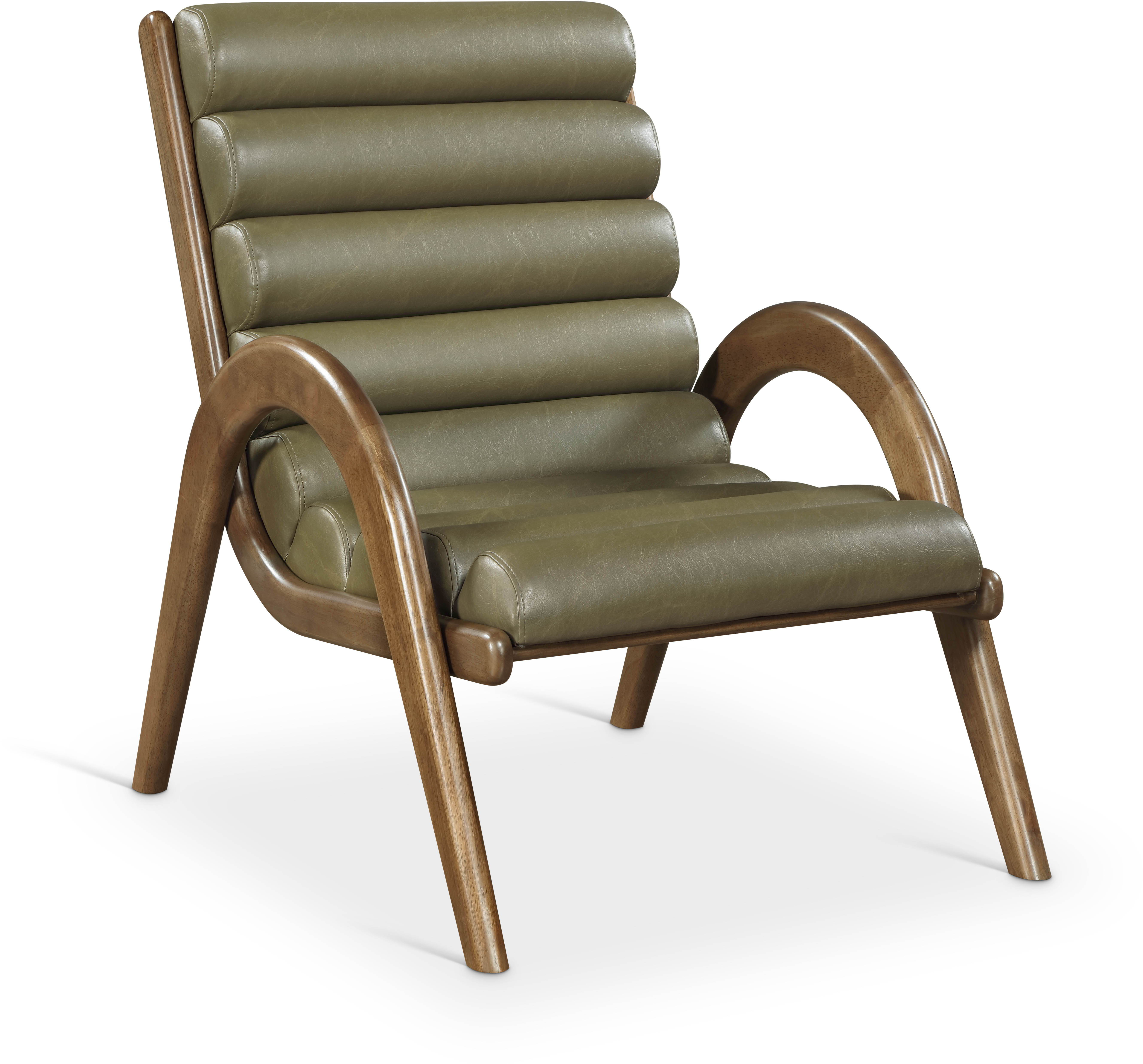 Randal - Vegan Leather Upholstered Accent Chair - Olive