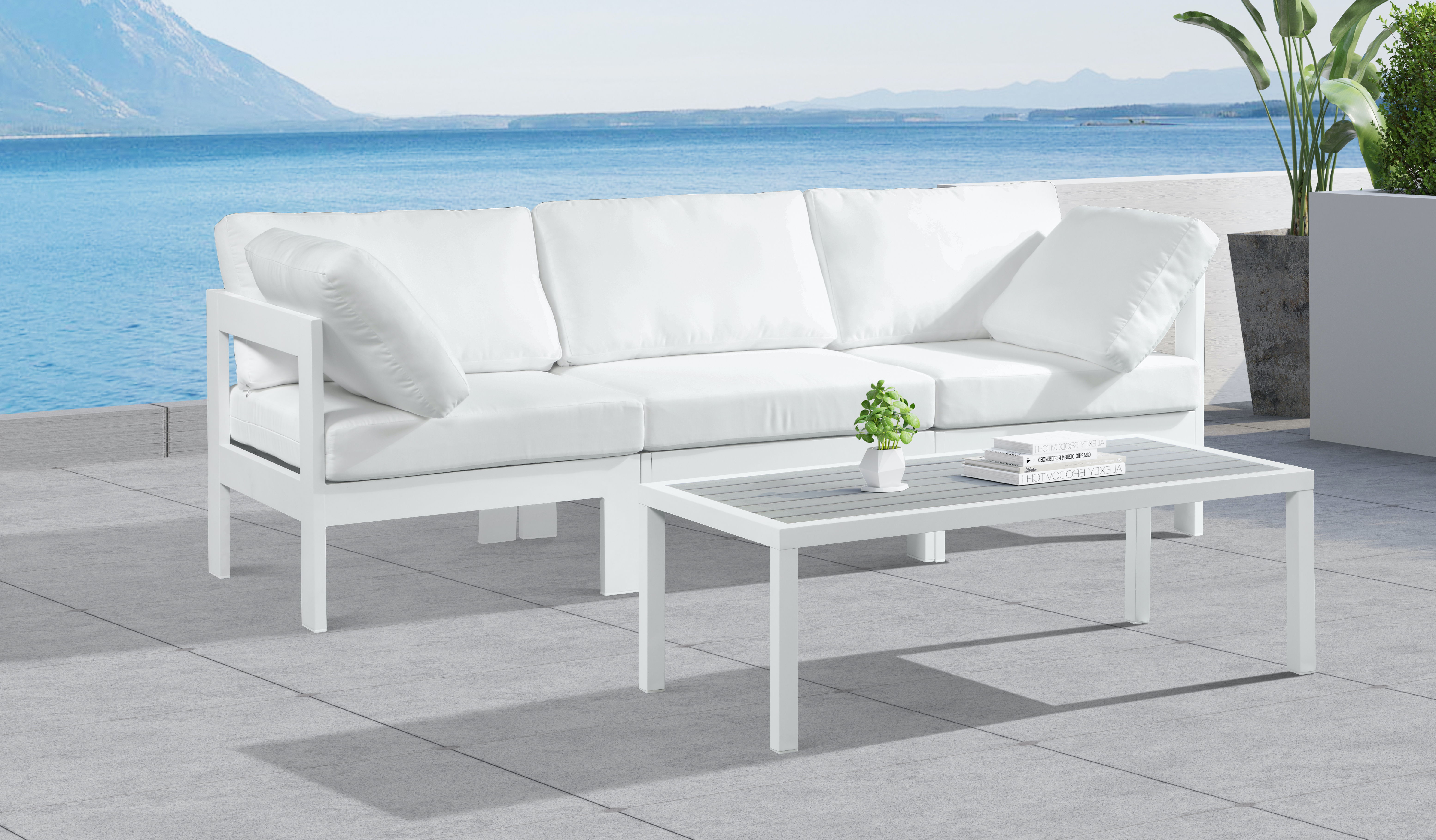 Nizuc White Waterproof Fabric Outdoor Patio Modular Sofa New Lots