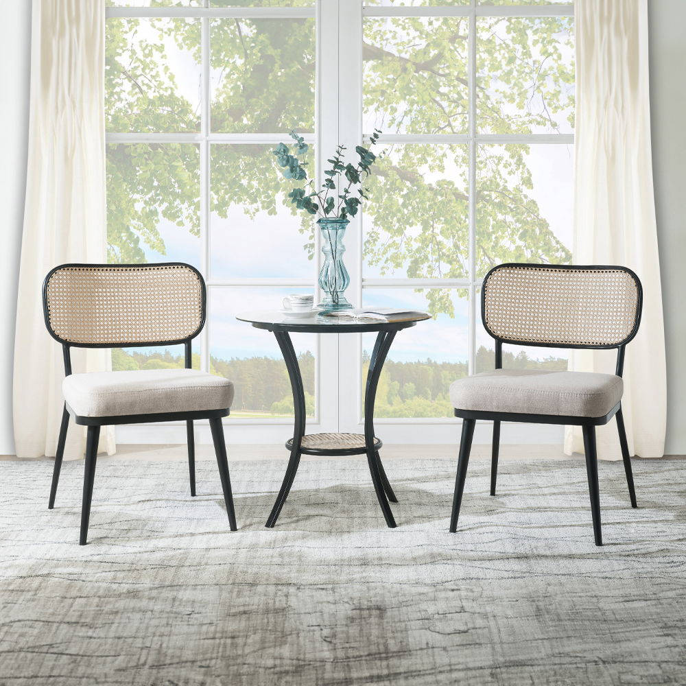 Colson - 3 Pieces Table & Chairs Set - Black, black