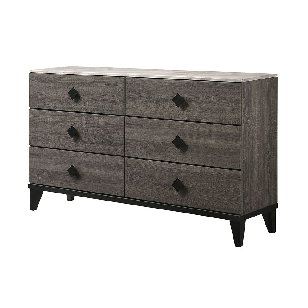 Avantika - Dresser - Faux Marble Top & Rustic Gray Oak, dark gray, view 2