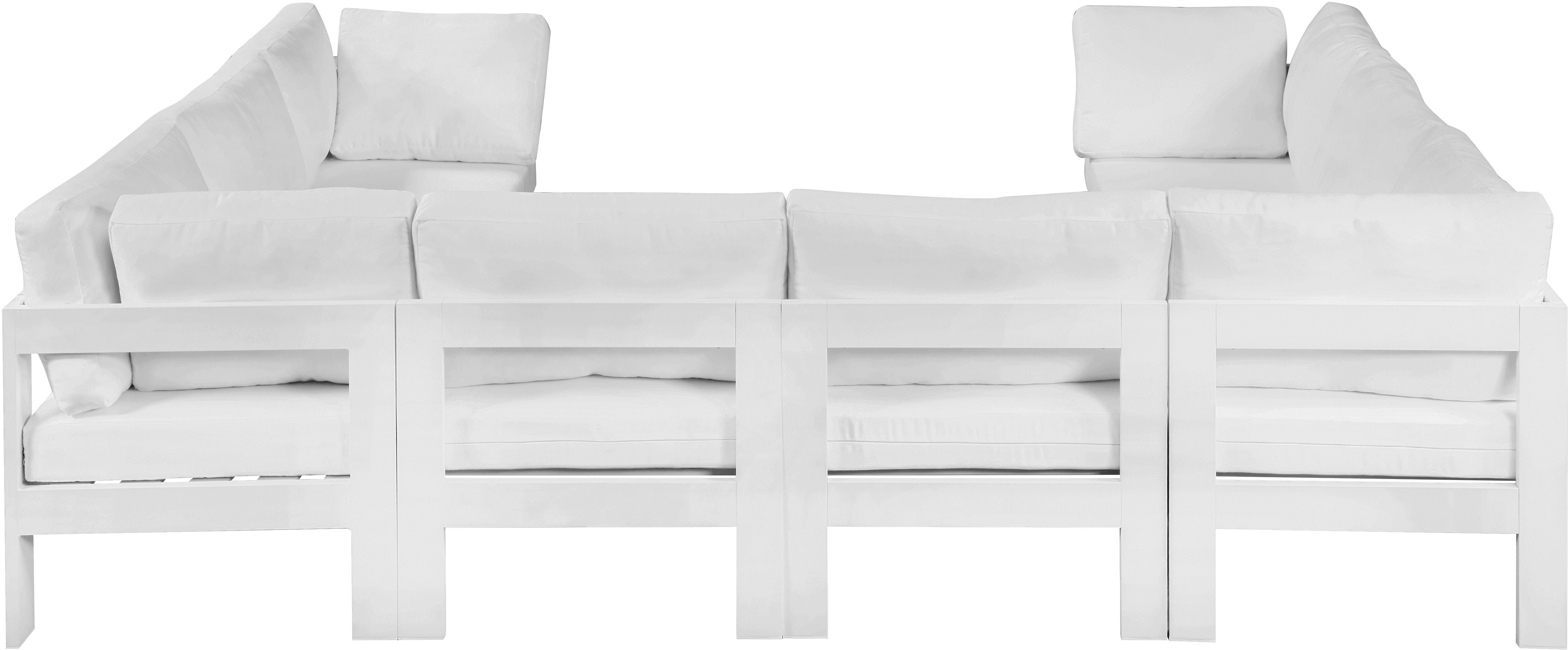 Nizuc - Outdoor Patio 8 Piece Modular U-Shaped Sectional With White Frame - White