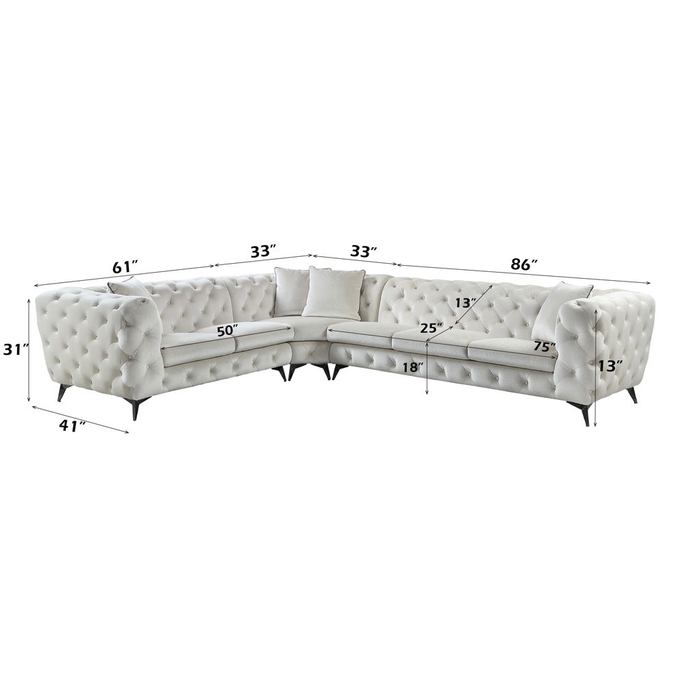 Atronia - Sectional Sofa With 4 Pillows - Beige Fabric, beige, view 7