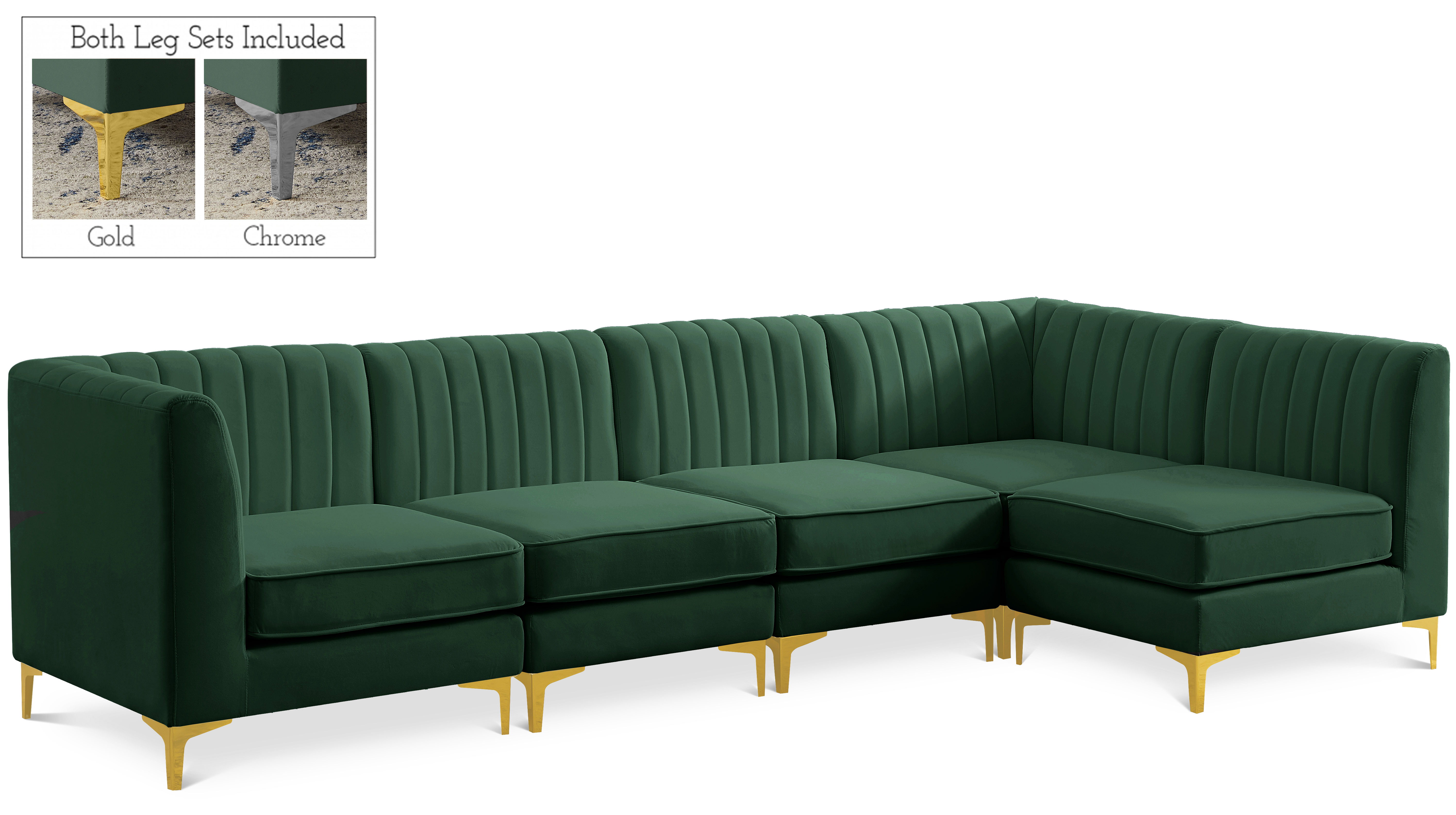 Alina - 5 Piece Modular Sectional - Green