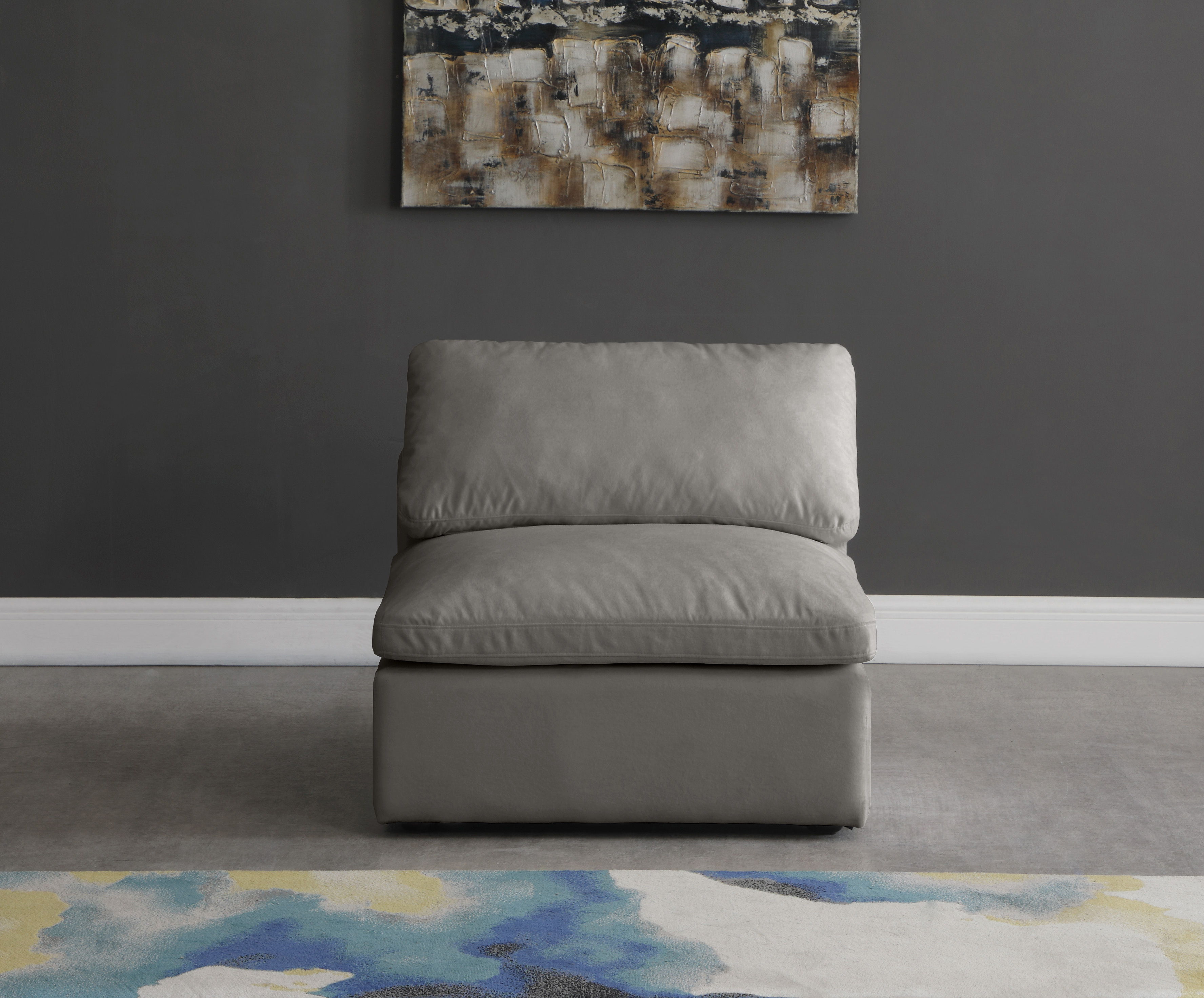 Plush - Armless Chair - Gray