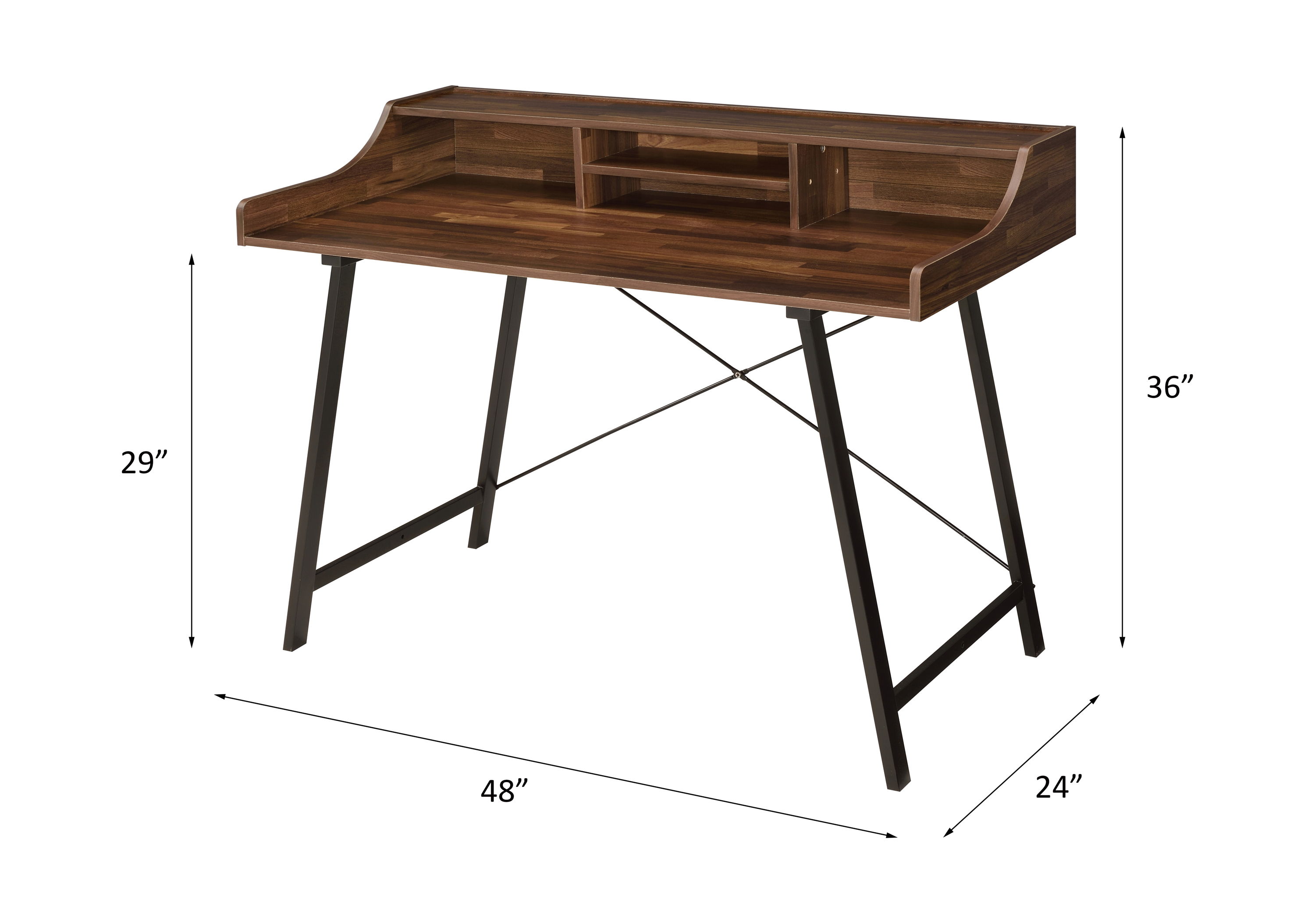 Sange - Writing Desk With USB - Walnut & Black, dark brown, view 5