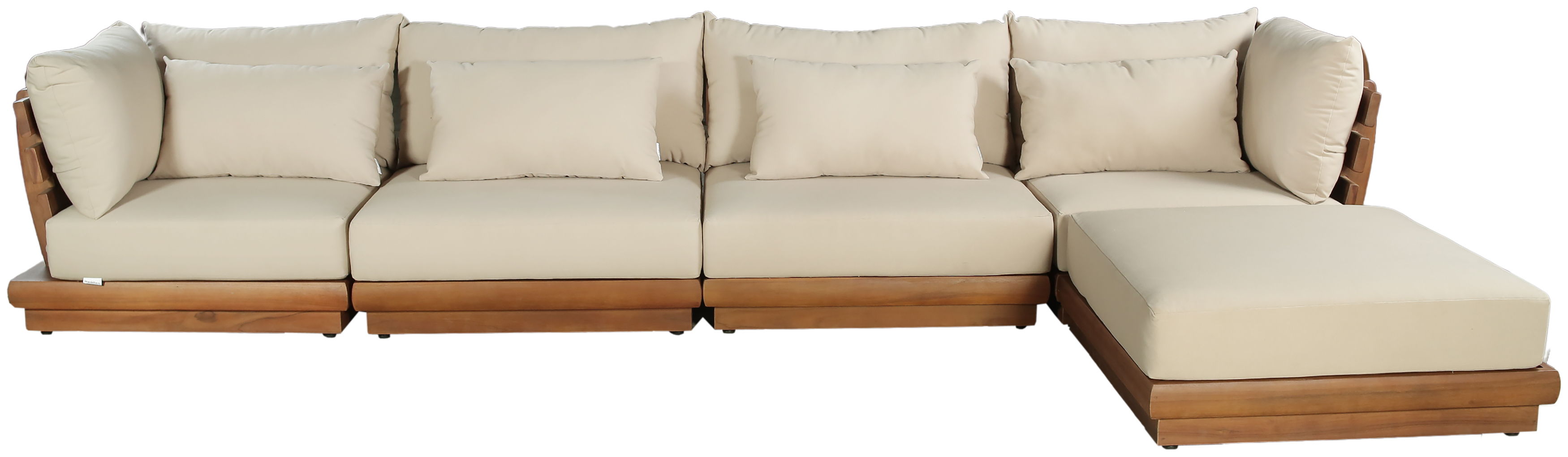 Mirella - 5 Piece Water Resistant Fabric 150" Outdoor Patio Modular Sectional - Tan