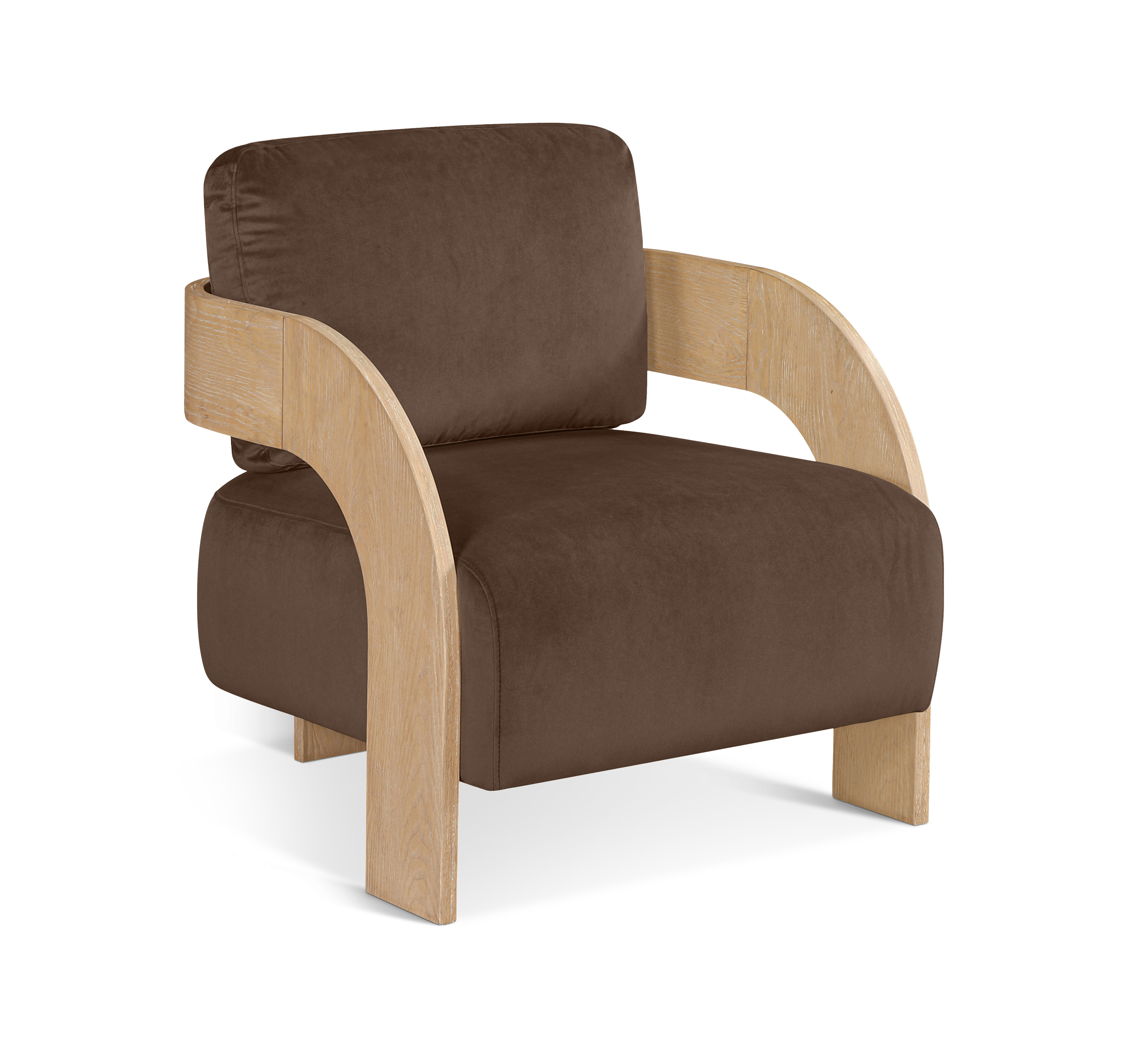 Cedra - Velvet Performance Fabric Upholstered Accent Chair - Brown / Natural