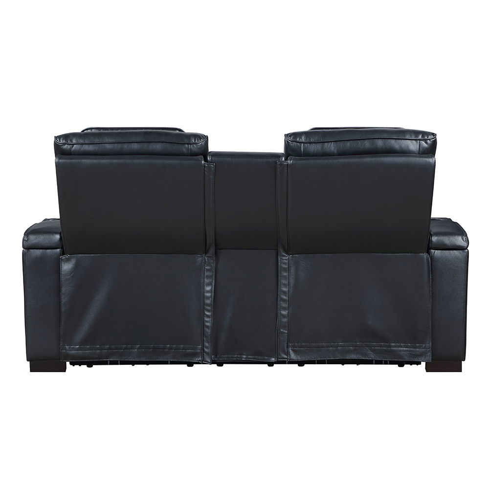 Ephron - Power Motion Loveseat With Console, Power Headrests, LED & Speakers - Black, black, view 4