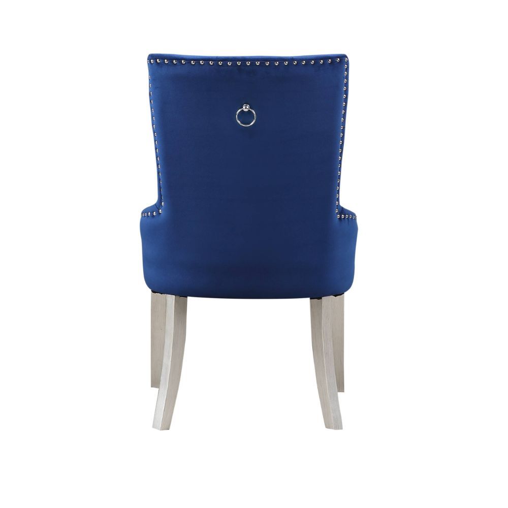 Varian - Side Chair - Blue Fabric & Antique Platinum, blue, view 3