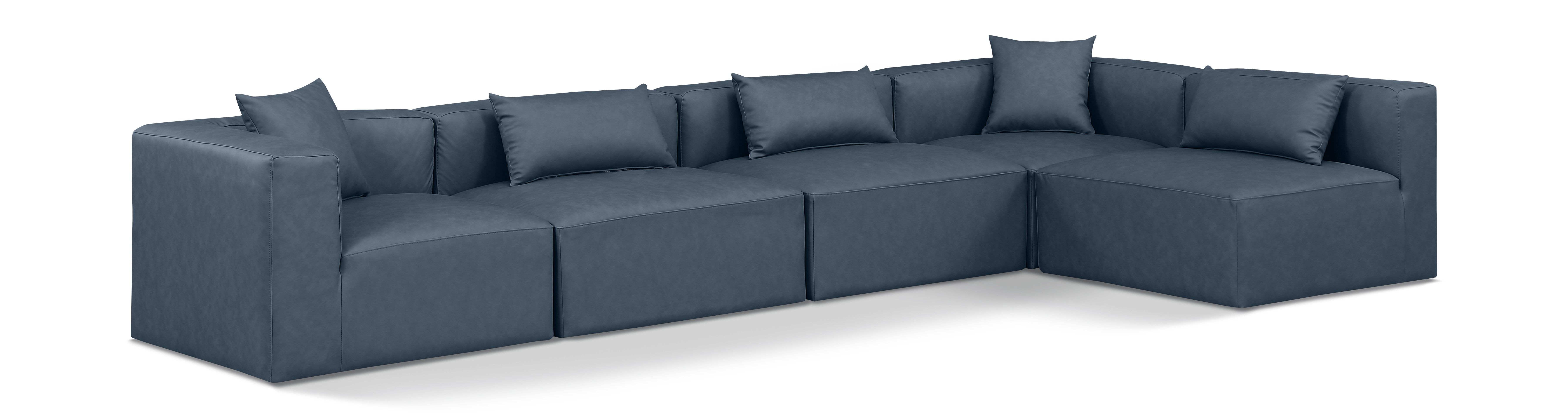 Cube - 5 Piece Modular Sectional - Navy Blue
