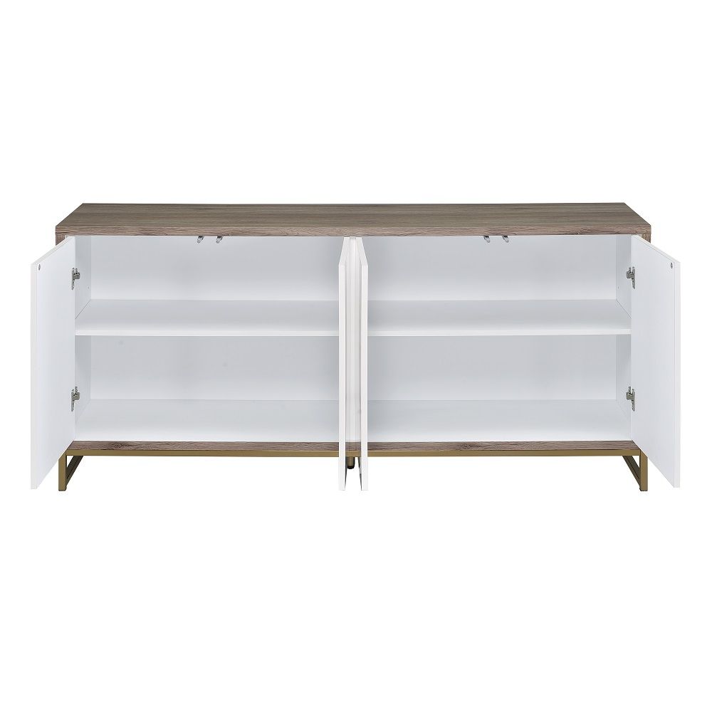 Paavan - Console Cabinet - White Marble Print Oak & Champagne, dark brown, view 3