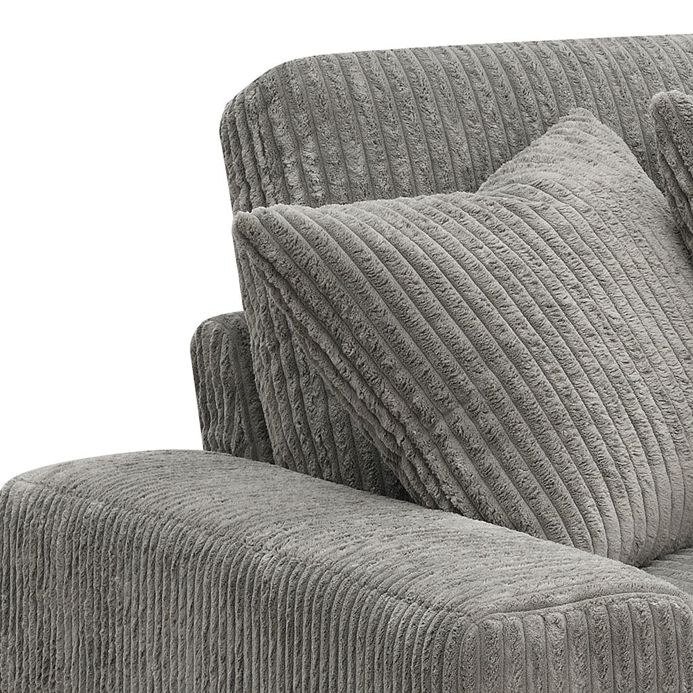 Tavia - Reversible Sectional Sofa With 6 Pillows - Gray Corduroy, gray, view 5