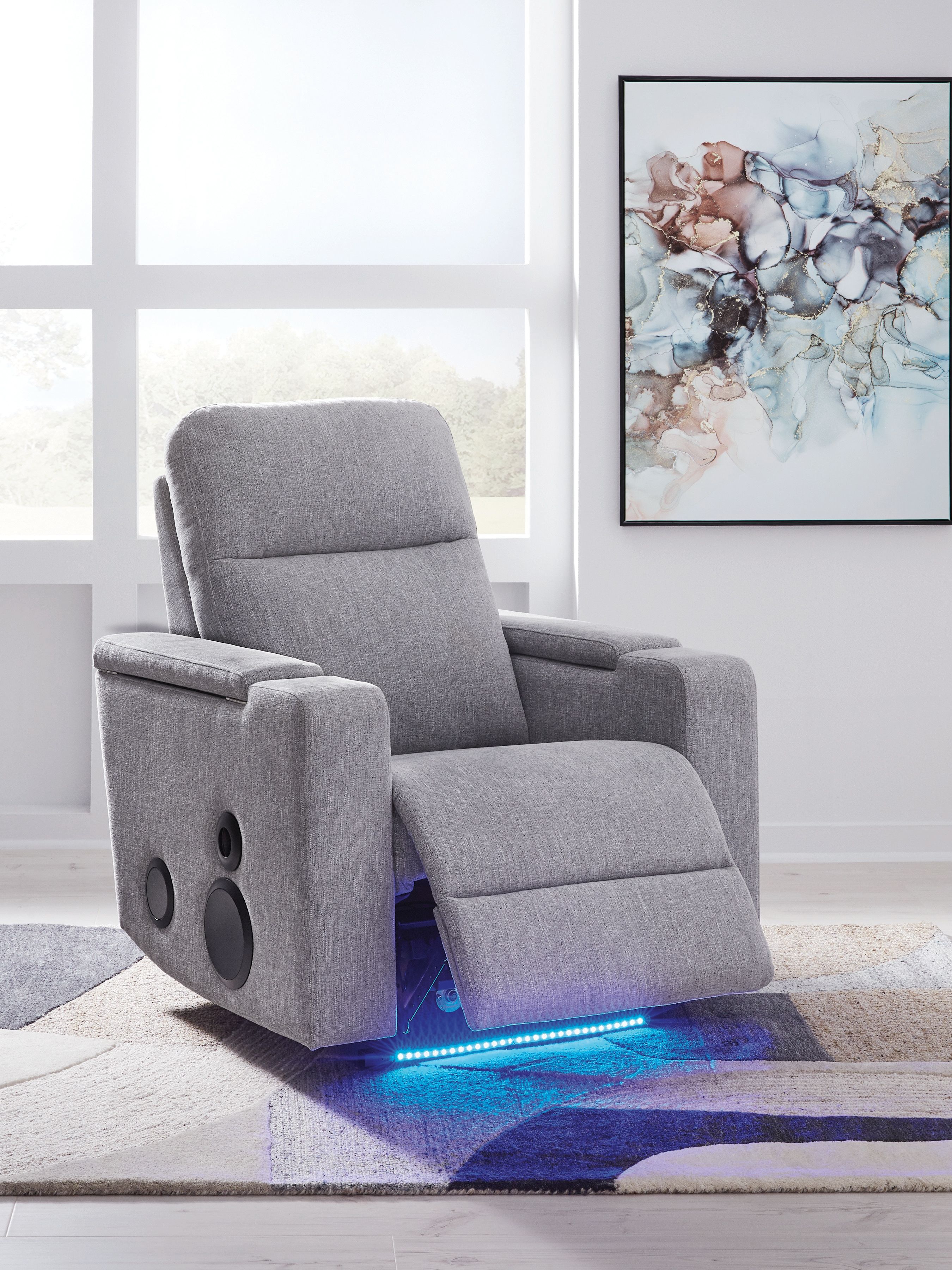 Ashley Furniture Pineland - Glider Power Recliner With Audio System - Pewter - Image 10
