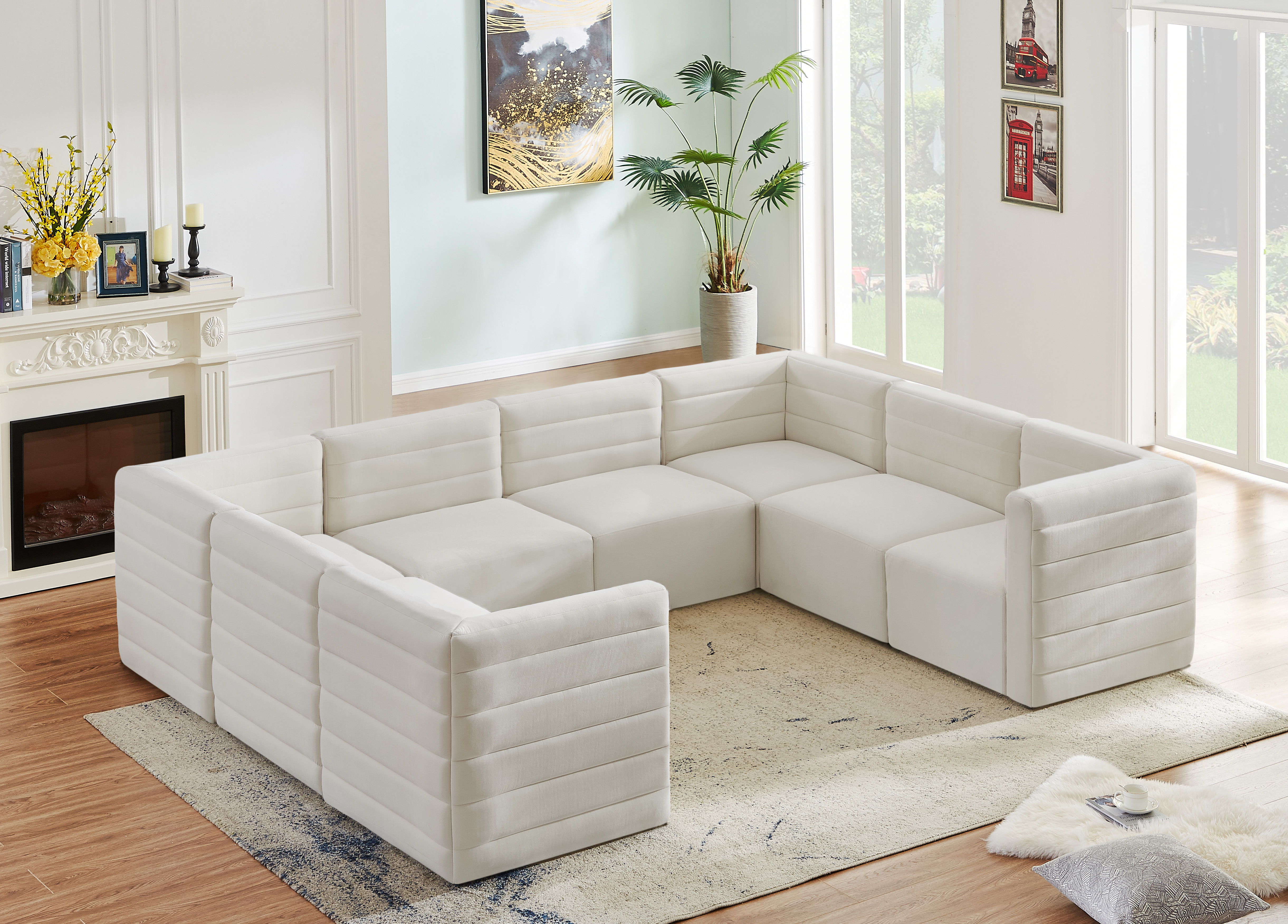 Quincy - 8 Piece Modular Sectional - Cream