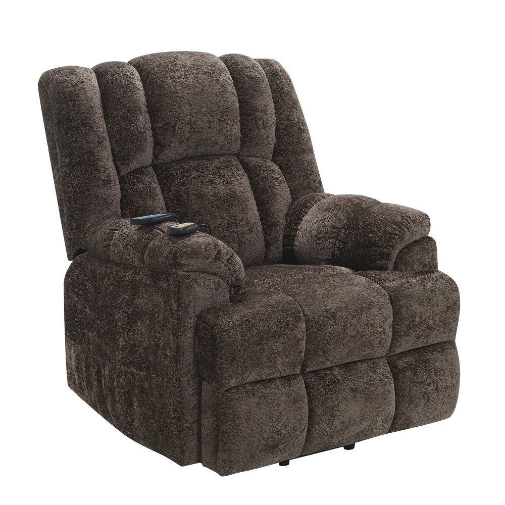 Pacay - Power Recliner With Lift & Heating & Massage - Brown Chenille, dark gray, view 2