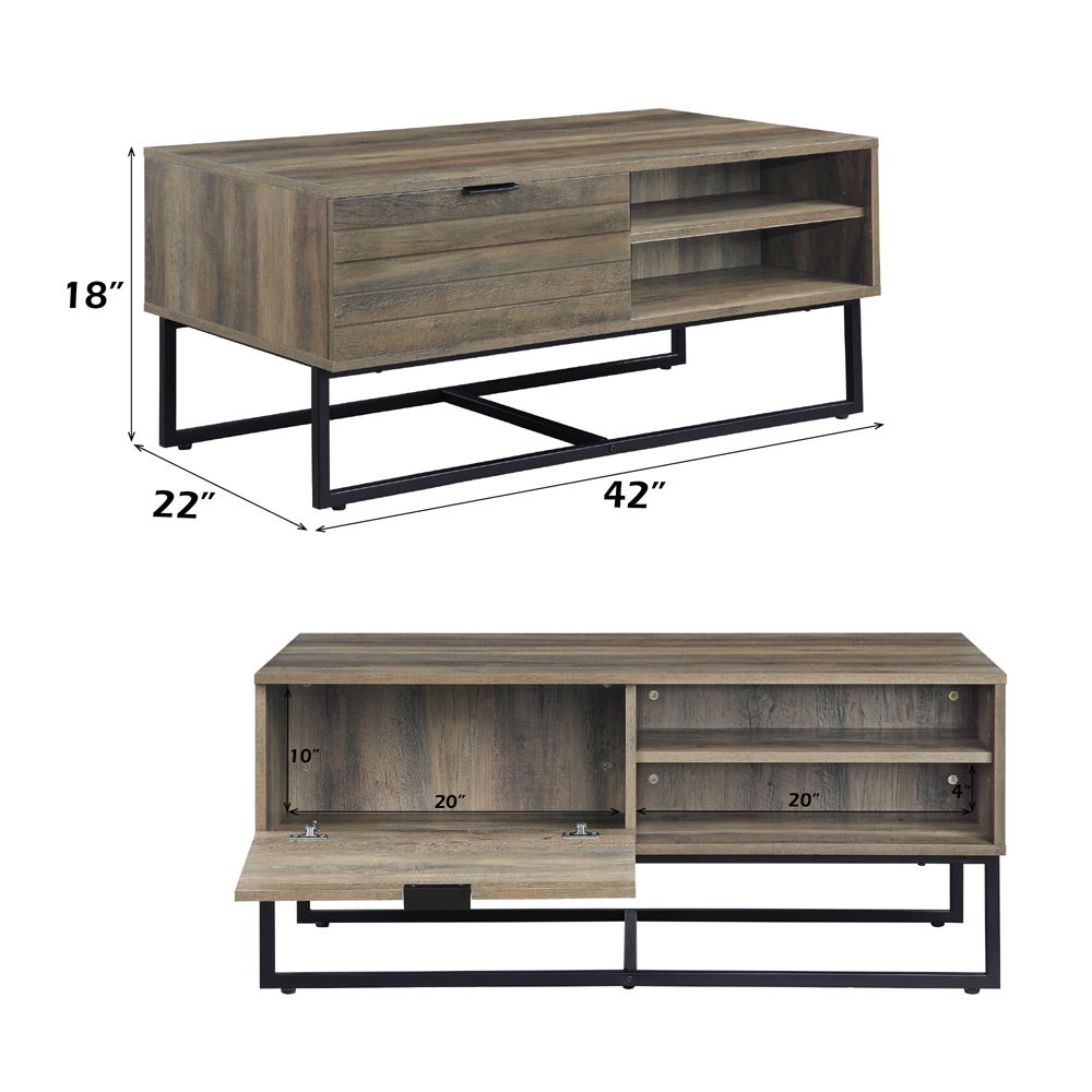 Homare - Coffee Table - Rustic Oak & Black, light brown, view 7