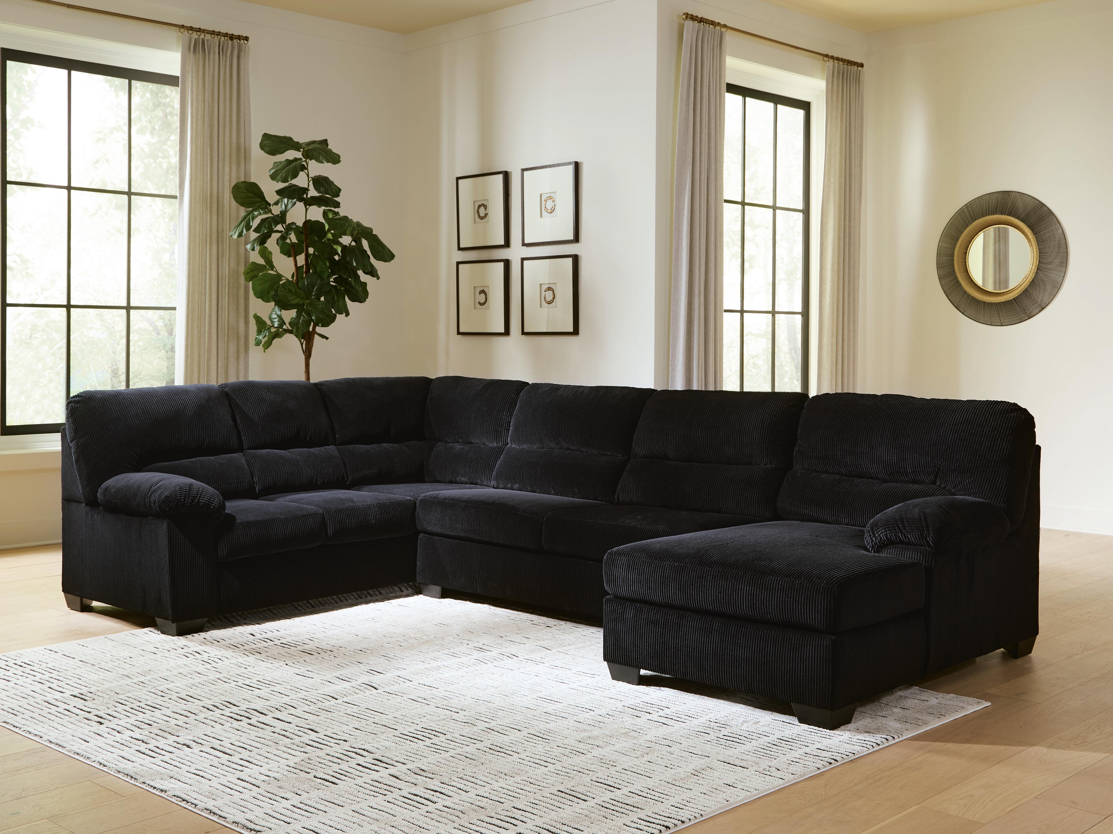 SimpleJoy - 3-Piece Sectional With RAF Corner Chaise - Onyx