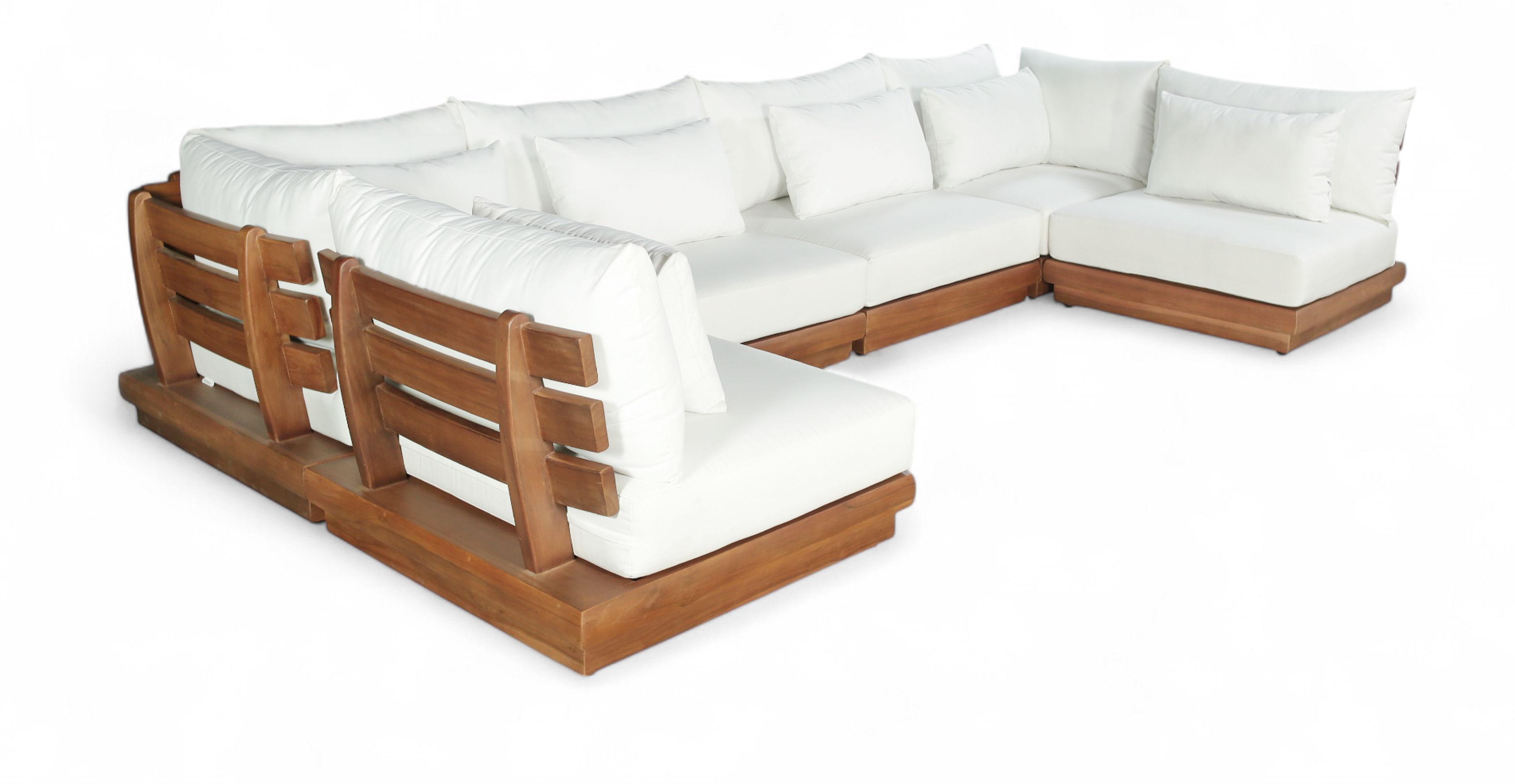 6 Pc · Water Resistant Fabric 150" Upholstered Outdoor Patio Modular Sectional - Off