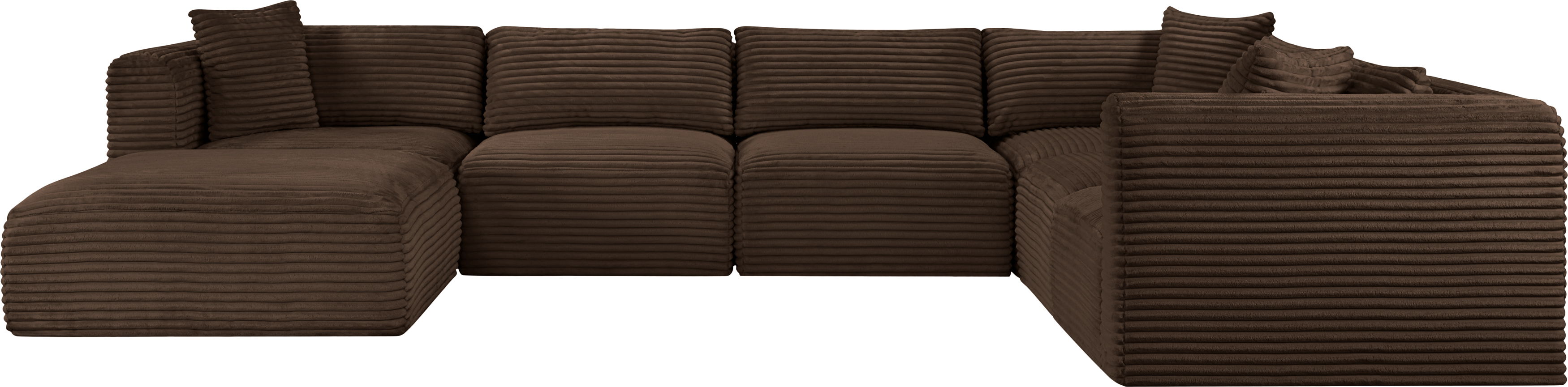 Shaggy - 7 Piece Modular U-Shaped Sectional With Ottoman - Brown