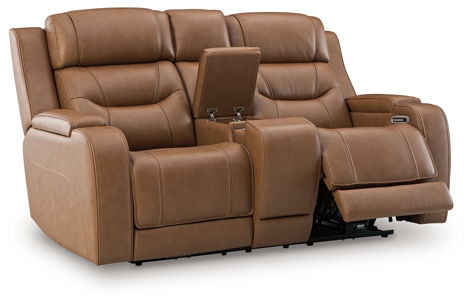 Ashley Furniture Knightington - Power Reclining Loveseat With Audio Console - Caramel - Image 4